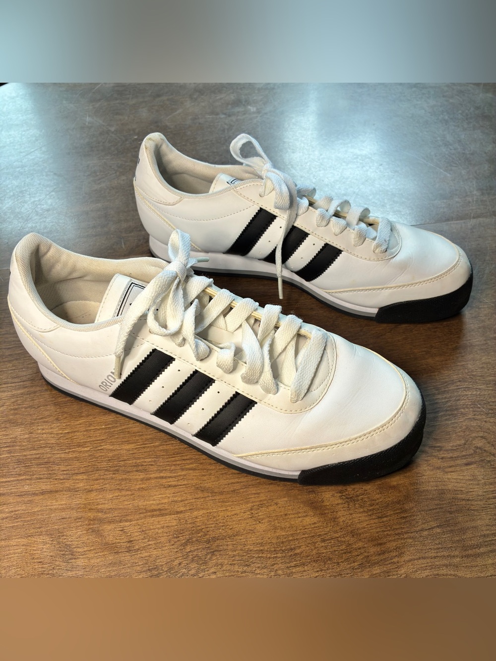 Adidas Orion Three Stripe White Black Lace Up Sneakers Men's Size 10.5